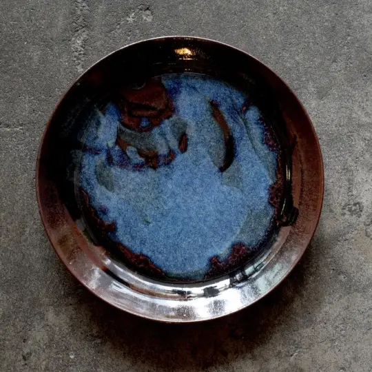 Tenmoku Plate Blue 